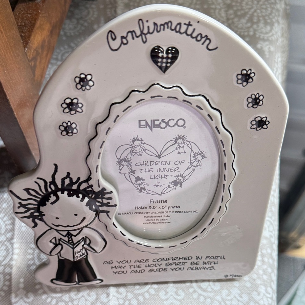 Enesco Confirmation Frame - Cream and Black